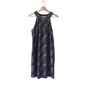 Elie Tahari Womens Cocktail Briggite Dress Metallic Cement Blue Black 8 Cocktail